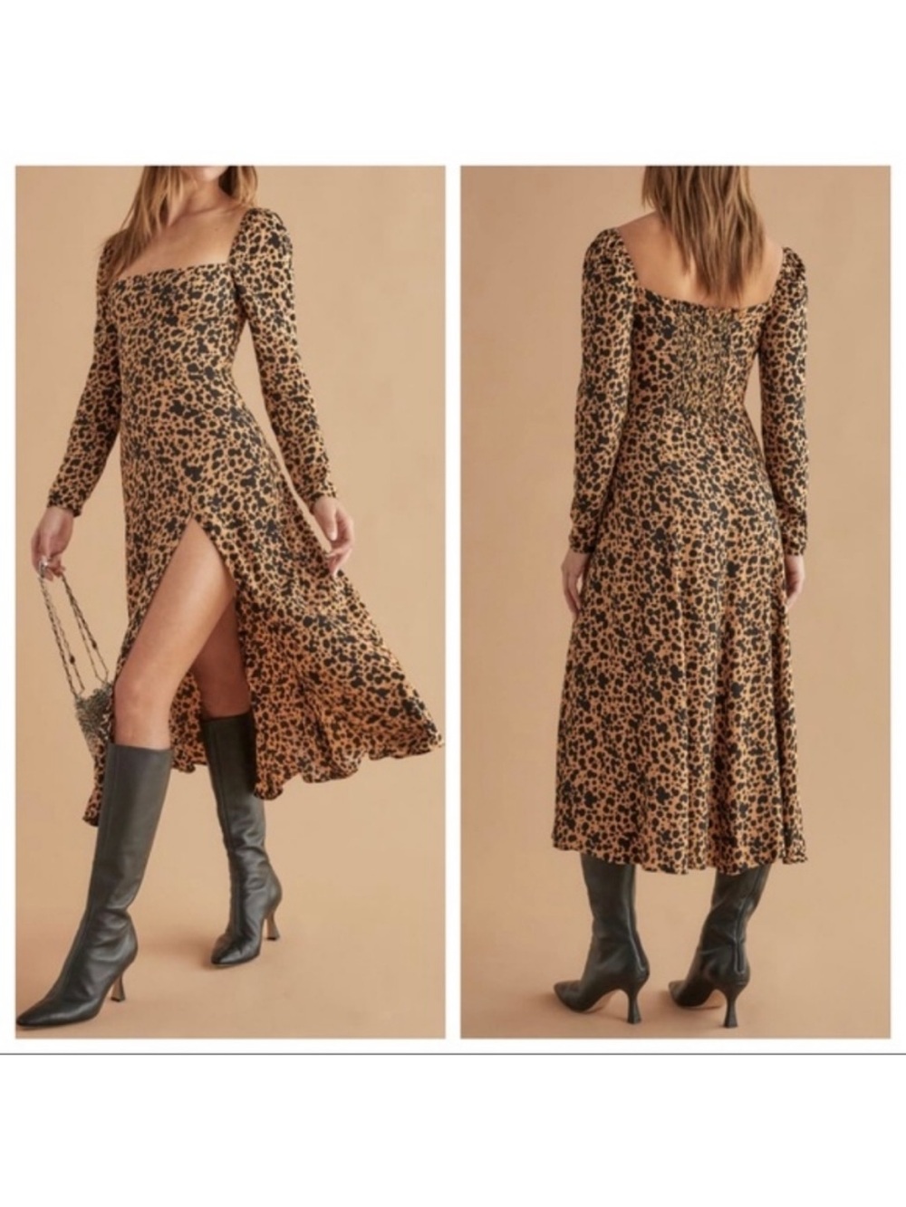 Reformation Sigmund Midi dress Animal Print Size 2- new without tags